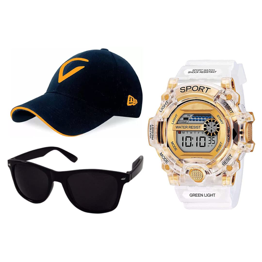 PUTHAK Unequetrend Digital Sports Watch, Multi-Functional Watch for Boys & Men with Cap and Sunglasses, Combo Pack of 3- PTHK-2538 (B09S137NH8) Amazon Price History, Amazon Price Tracker