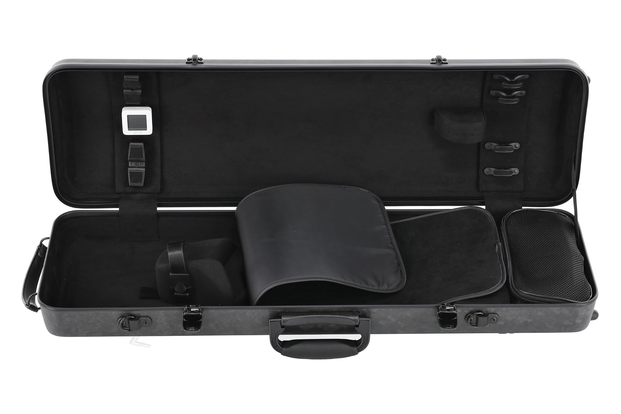 GEWA Étui à violon Camouflage Carbon – coque en carbone – suspension rembourrée – hygromètre numérique – sangles de sac à dos amovibles – pochette à partitions amovible – avec poignée latérale