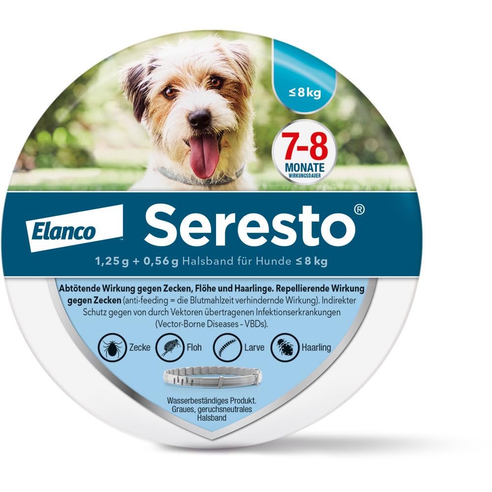 Seresto Hund Zeckenschutz Insektenschutz Halsband für kleine Hunde bis 8kg mit Zeckenzange: für 7 bis 8 Monate wirksamen Schutz