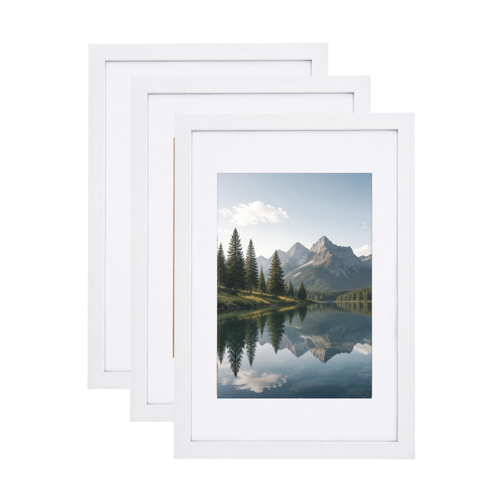 BREEZENEST A4 Photo Frames 3pcs Wood Picture Frame Set White