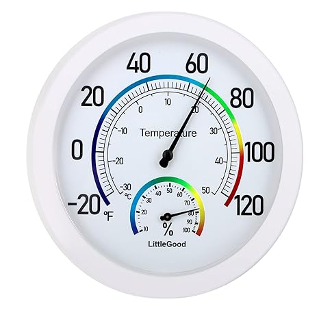 6" Thermometer Indoor with Humidity Gauge - Wall Thermometer/Hygrometer for Home Decorative, Updated Analog Dial Temperature Humidity Monitor for Room Temp