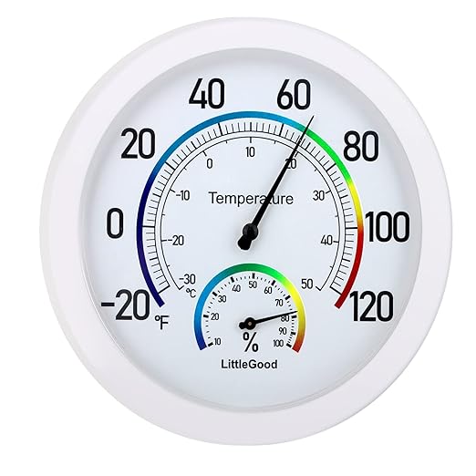 6" Thermometer Indoor with Humidity Gauge - Wall Thermometer/Hygrometer for Home Decorative, Updated Analog Dial Temperature Humidity Monitor for Room Temp