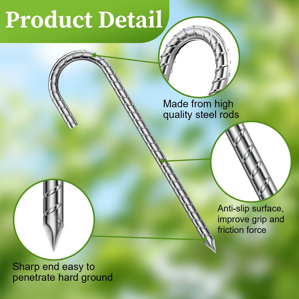 6 Picchetti Per Tenda In Acciaio - 30 Cm, Con Ganci, Per Campeggio E Outdoor - Foto 9