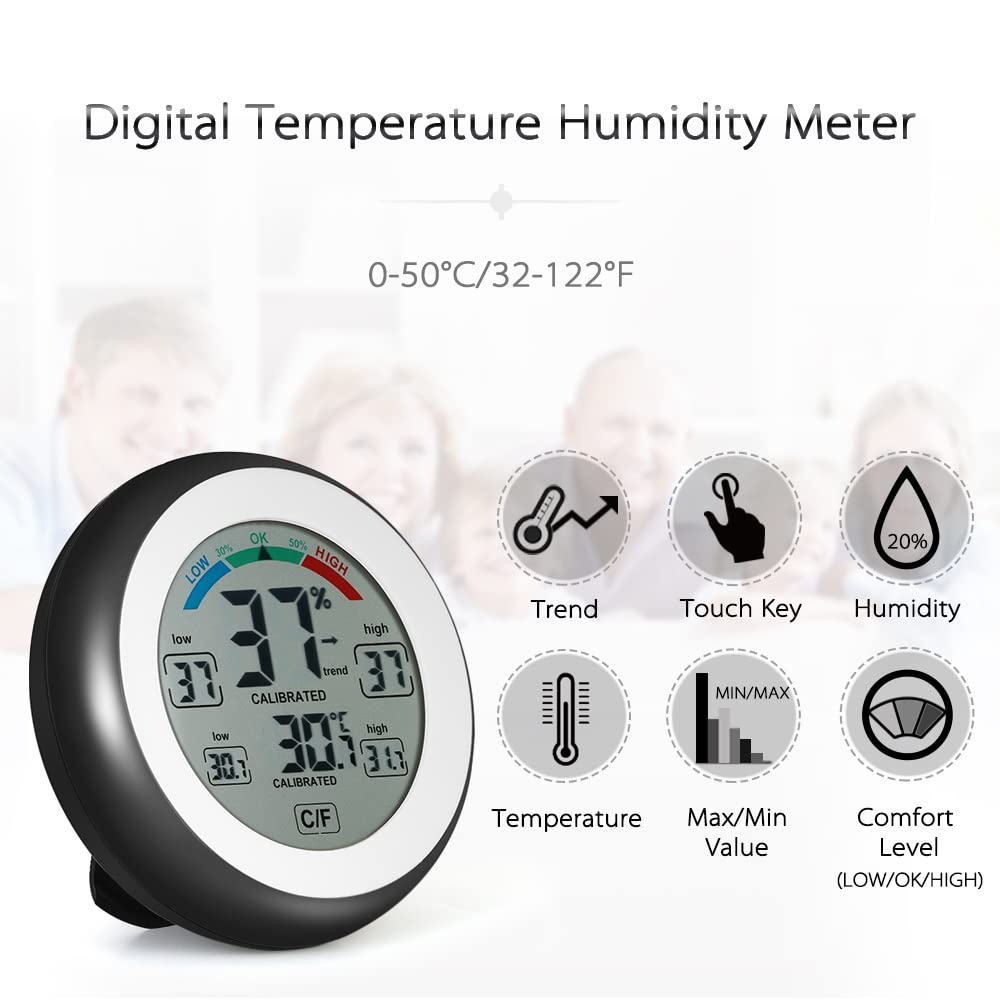 Termometro digitale Igrometro Misuratore di umidità della temperatura Valore massimo minimo Visualizzazione della tendenza Misuratore di umidità della temperatura