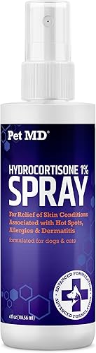 Pet MD Spray de hidrocortisona para perros, gatos, caballos, espray para aliviar la picazón y el tratamiento de puntos calientes para perros,