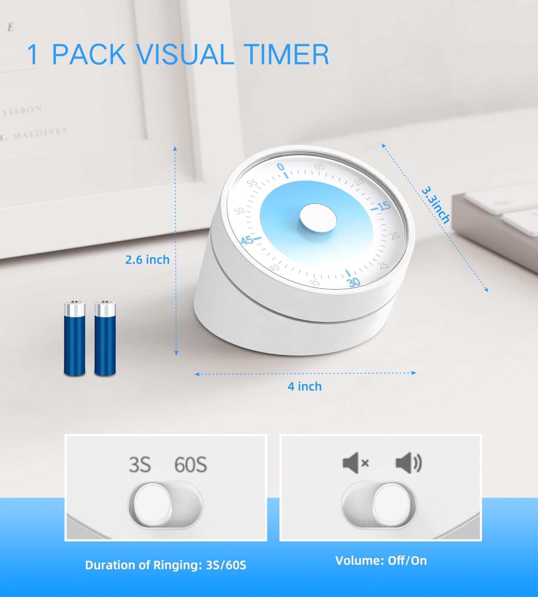 Temporizador visual de cuenta regresiva de 60 minutos para cocina, aula, oficina, gimnasio, gestión del tiempo para niños y adultos
