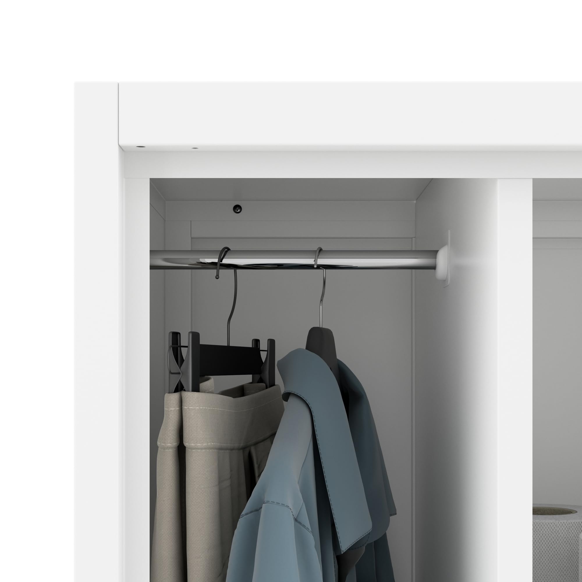 Jan Nowak Besenschrank Haushaltsschrank Metall - Agnes | 50 x 185 x 50 cm | Mehrzweckschrank Weiß mit Regale und Kleiderstange | Schloss, Belüftung | Putzschrank Schmal 50 cm Breit | Weiß