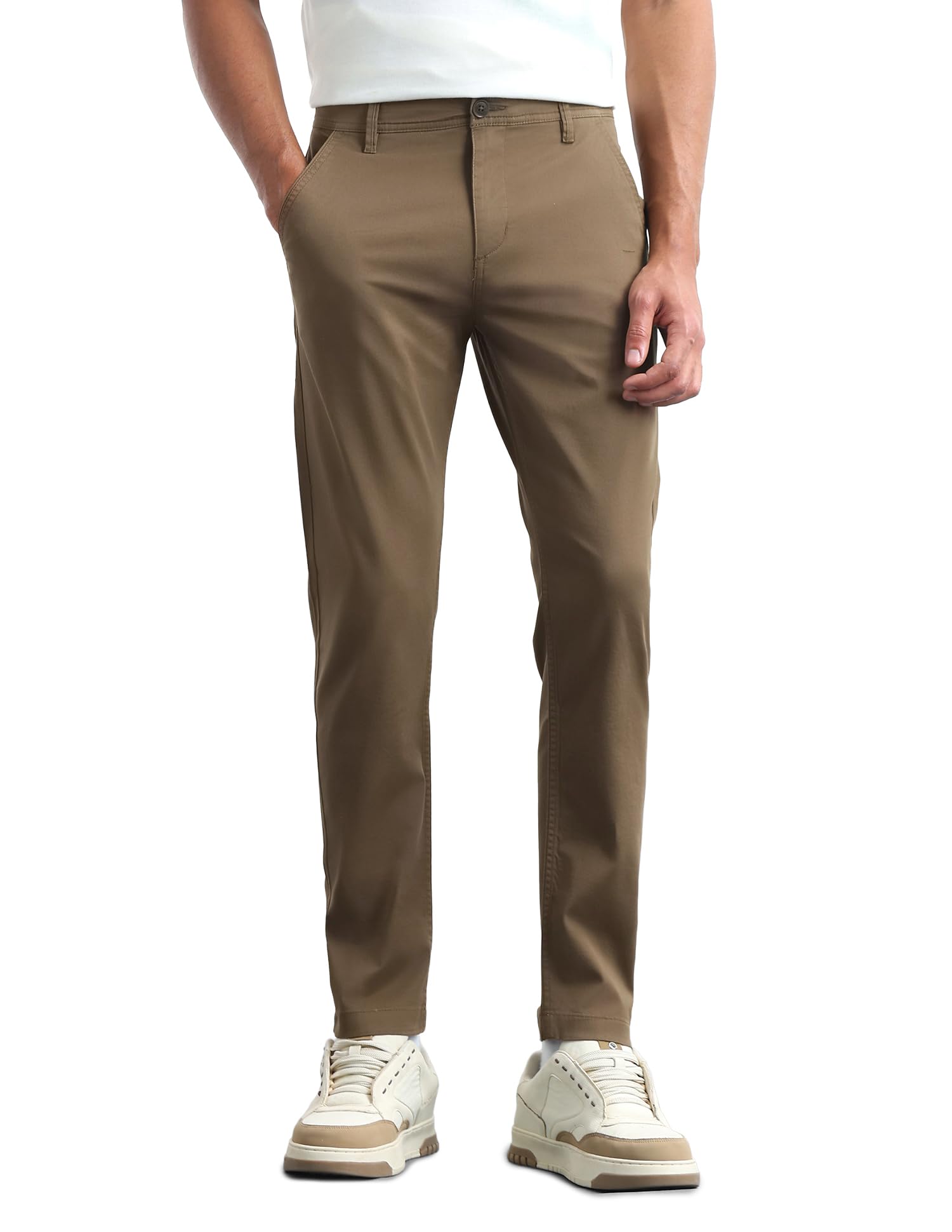 flying machine Men's Slim Tapered Fit Trousers| Solid | Mid Rise-picture-18
