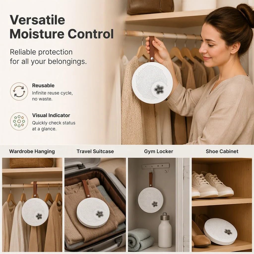Mini Deshumidificador Reutilizable Para El Hogar, Elegante Y Portátil (White)