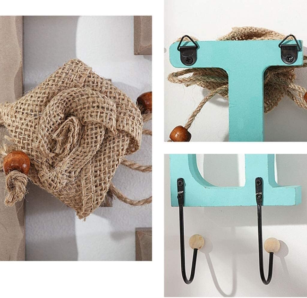 Ganchos de Pared creativos de Moda, Perchero de Pared con Alfabeto de Madera, 6 Piezas, Ganchos de Metal, Soporte for Llaves, Perchero for Armario, Perchero for el hogar(Love)