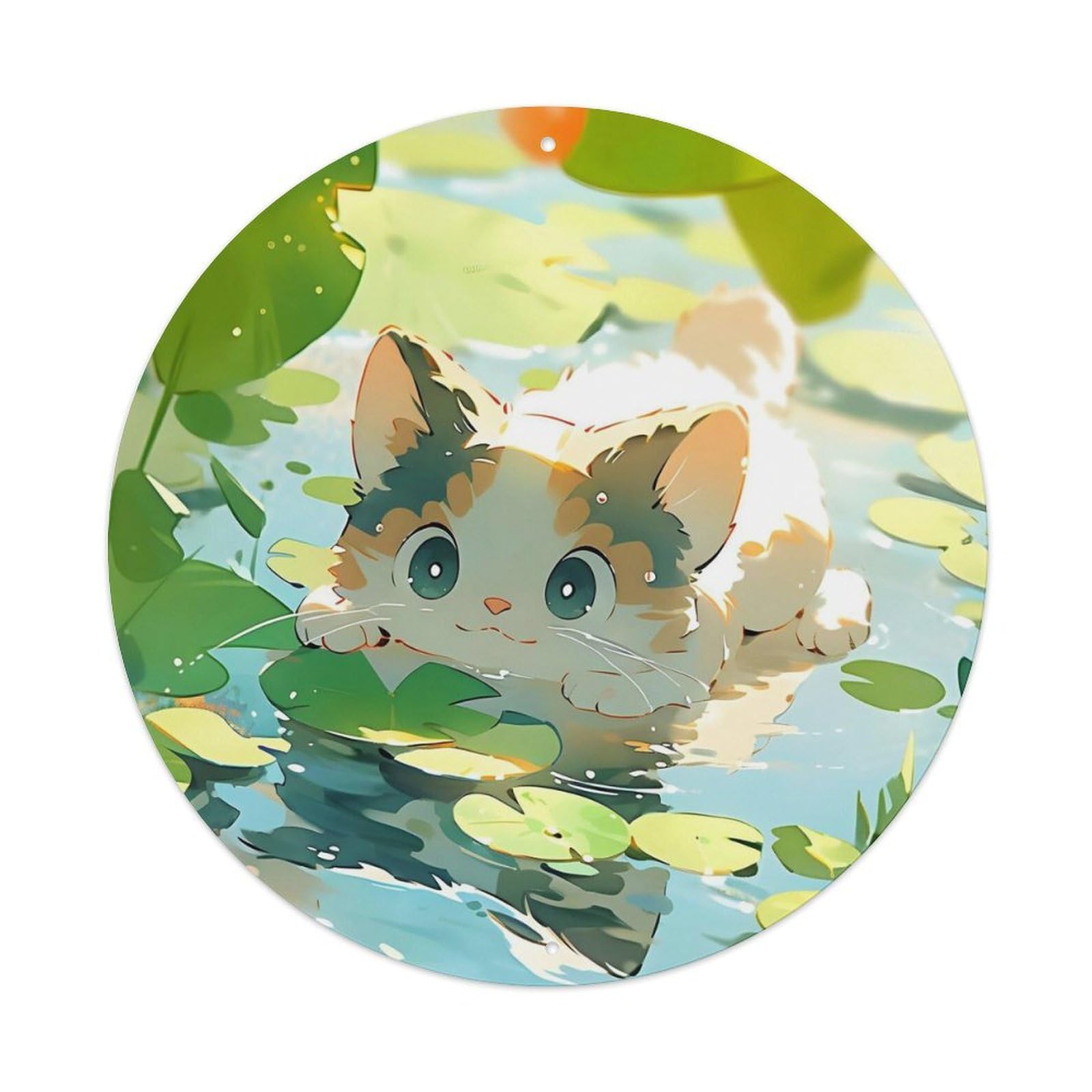 Animal Cute Kittens in The River Metal Tin Sign