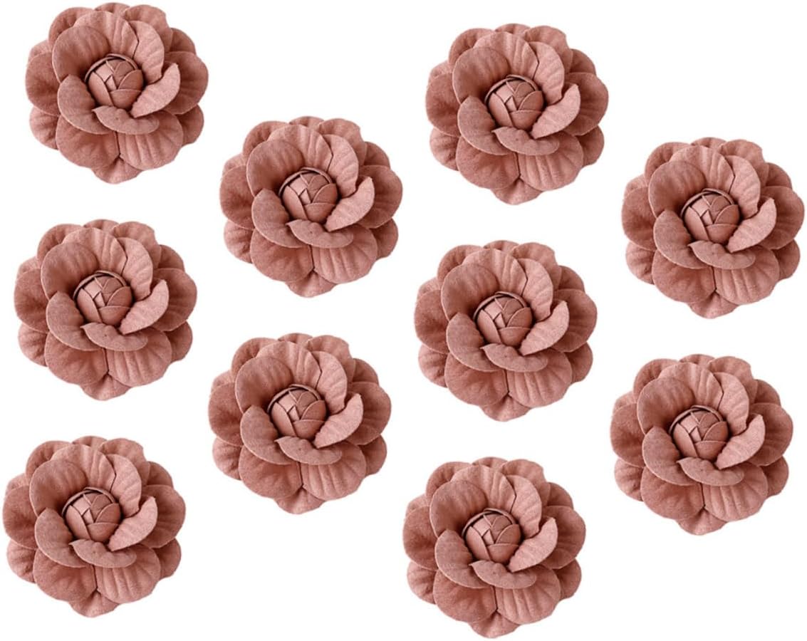 10Pcs DIY Flower Clothes Accessories Microfiber Brown