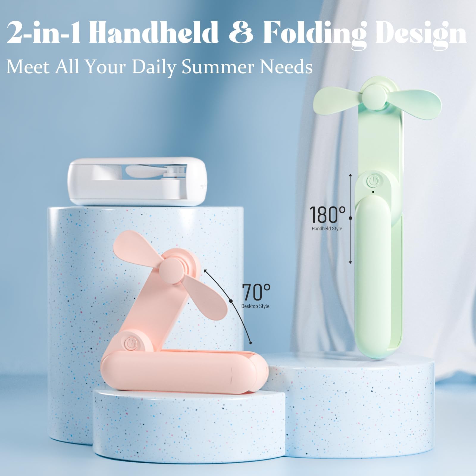 Amazon.com: Portable Handheld Fan, 2 IN 1 Mini Hand Fan, Battery