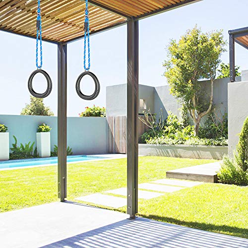 Seleware Trapeze Swing Rings, Non-Slip Gymnastic Rings Pull Up Exercise Rings With 3.5Ft Adjustable Ropes For Home Gym Playground Ninja Warrior Obstacle Course Training Workout (Black, 2 Pack) #TOP1