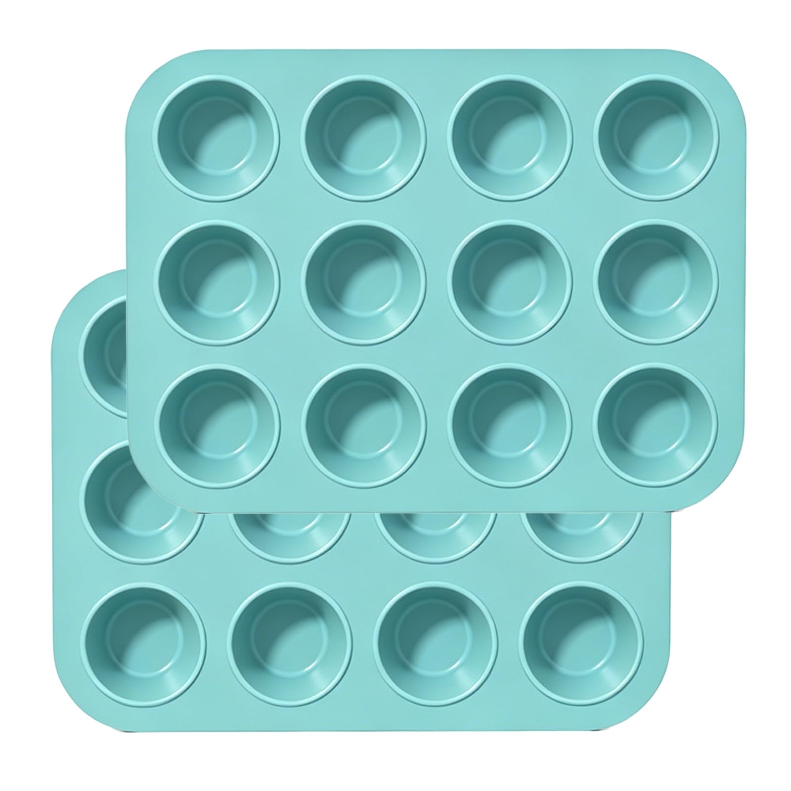 XIJINA Silicon Muffin Tray, 12 Cups, Non-Stick, Food Grade Silicone, for Cupcakes, Brownies, Yorkshire Pudding, Dishwasher Safe (12Cups)