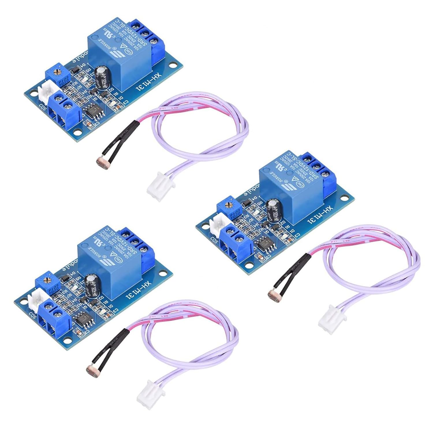 XH-M131 Module Relais de photorésistance Binghe 3 pièces XH-M131 DC 12V Interrupteur de Commande de lumière Module de Relais de photorésistance capteur de Commande de lumière Automatique avec câble