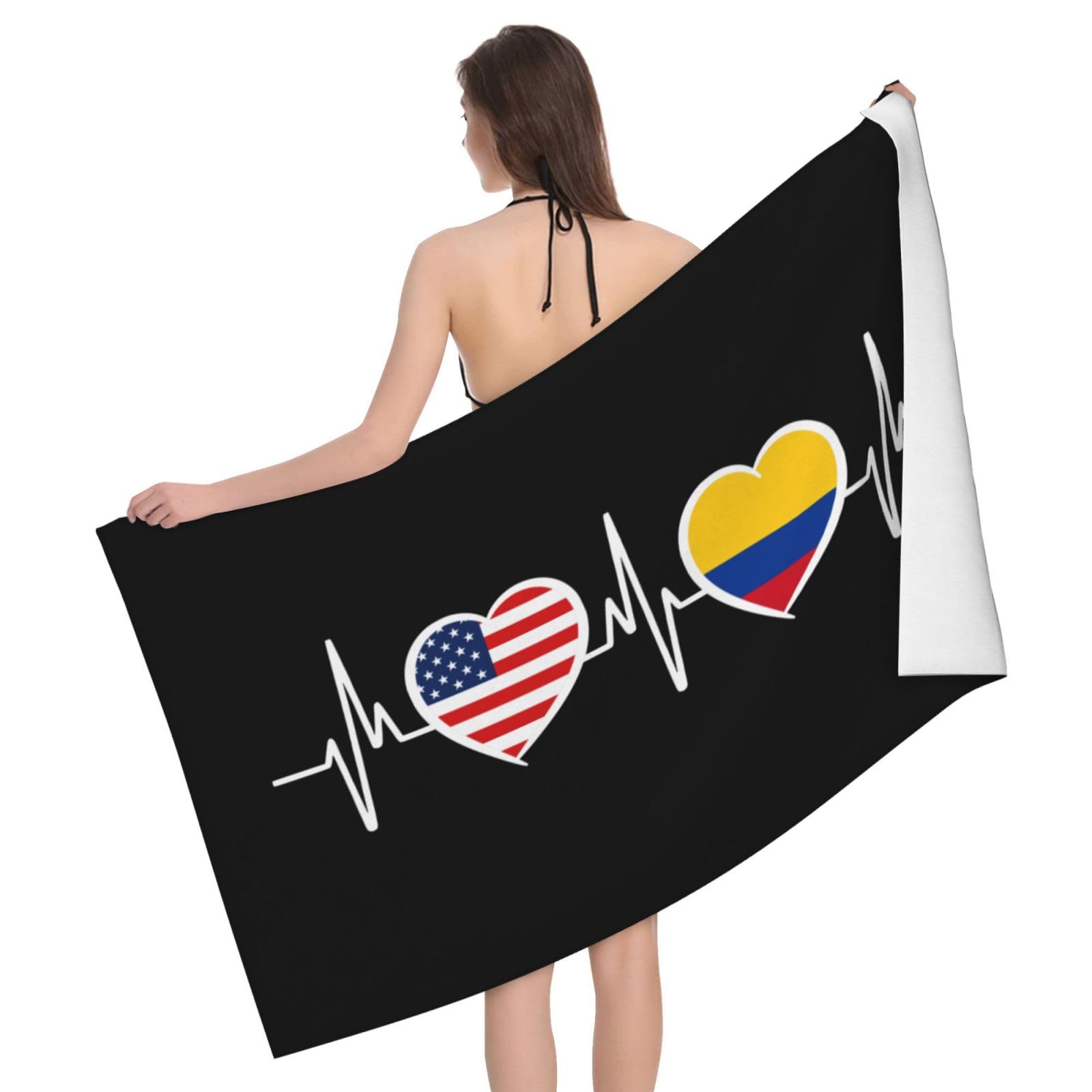 HLBSDM Microfiber America Colombia Flag Beach Towel Quick Dry Soft Sand Free Beach Towels for Pool Swim Beach Lightweight Thin Towels