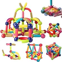 Magnetic Sticks Building Blocks for Kids Toys for Girls Magnetic Toys for Boys Age 3+ Year 4 5 6 7 8 10 12 14 Old Educational Stem Learning Magnet Stick with Balls Game Set (26 PCS)