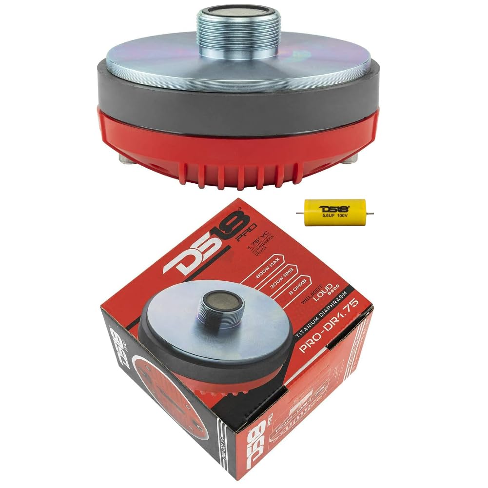 KIT Set FÖR DS18 PRO-DR1.75: 1 Kompressionstreiber, 300 Watt RMS / 600 Watt max., 3,4-cm-Gewindeanschluss für Hörner, 8 Ohm, 107 dB, für den Heimbereich, 1 Stück + Kondensator als Gratiszugabe