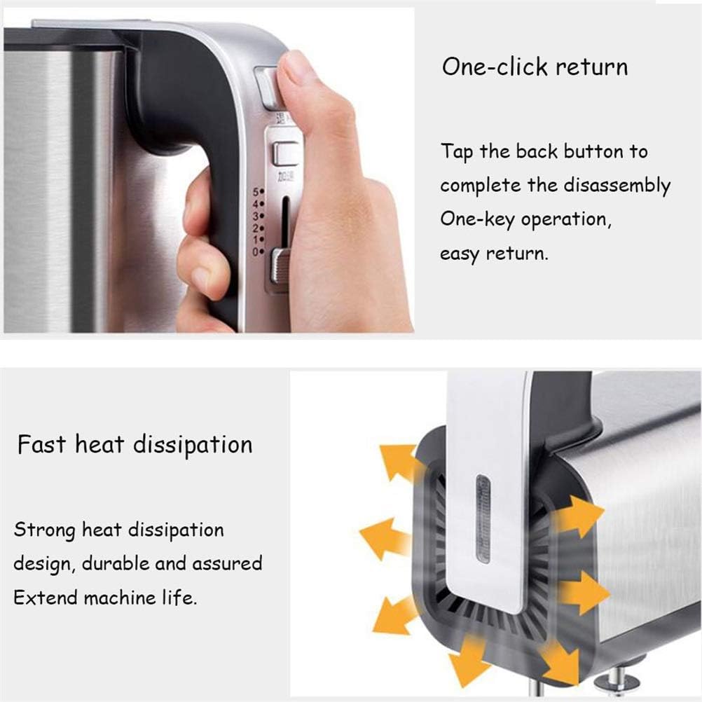 Batidora de Mano de Acero Inoxidable de 800 W, Batidora Eléctrica de 5 Velocidades Más Función Turbo, Batidora Batidora de Mano con 2 Ganchos Para Masa y 2 Batidores, Dos Varillas de 12 Alambres