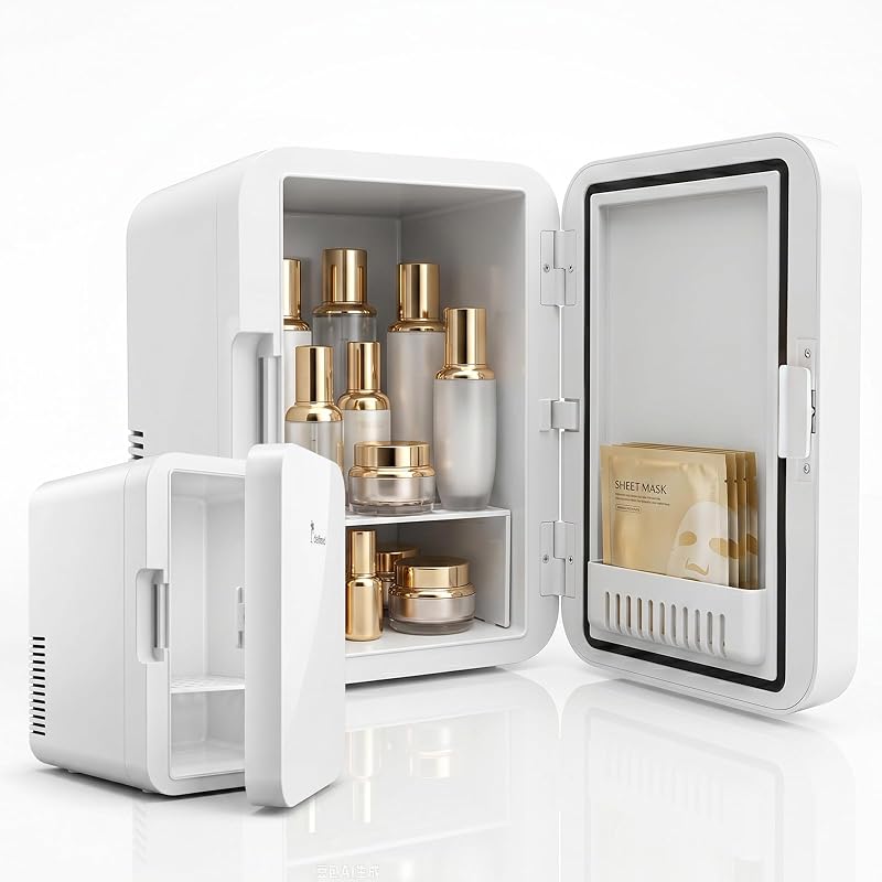 Mini Fridge, 6L/8 Can Portable Personal Refrigerator - Cooler and Warmer, Ideal for Car Use and for Skin Care, Cosmetics, Beverage, Food,Great for Bedroom, Office, Dorm