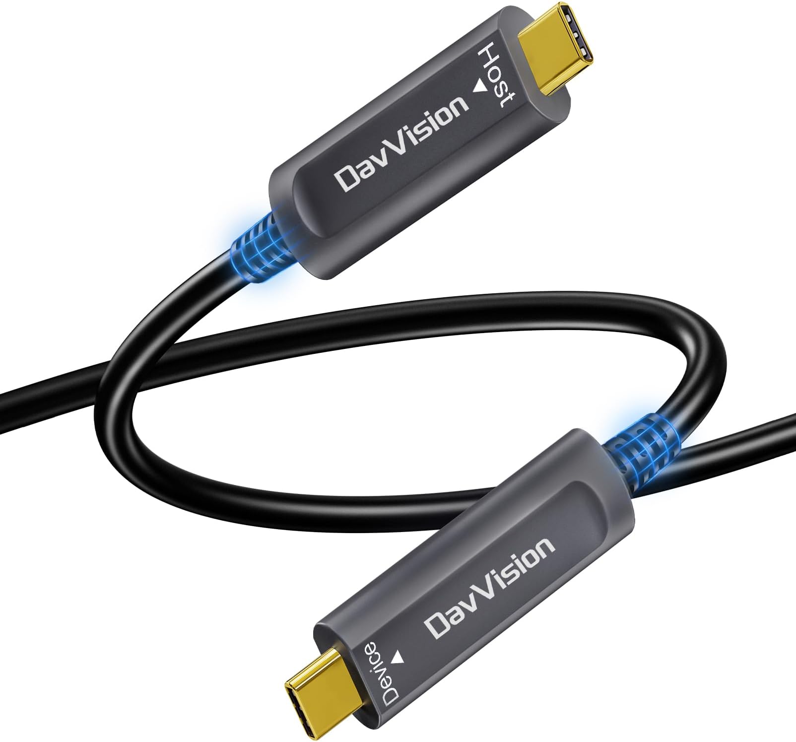 USB C Fiber Optic Cable 33 FT, 10Gbps USB 3.2 Gen2 Active USB C Cable with German SiliconLine Chip, Ultra Slim & Long Distance for Logitech 4K Camera,VR/AR,Video Conference,Industrial System
