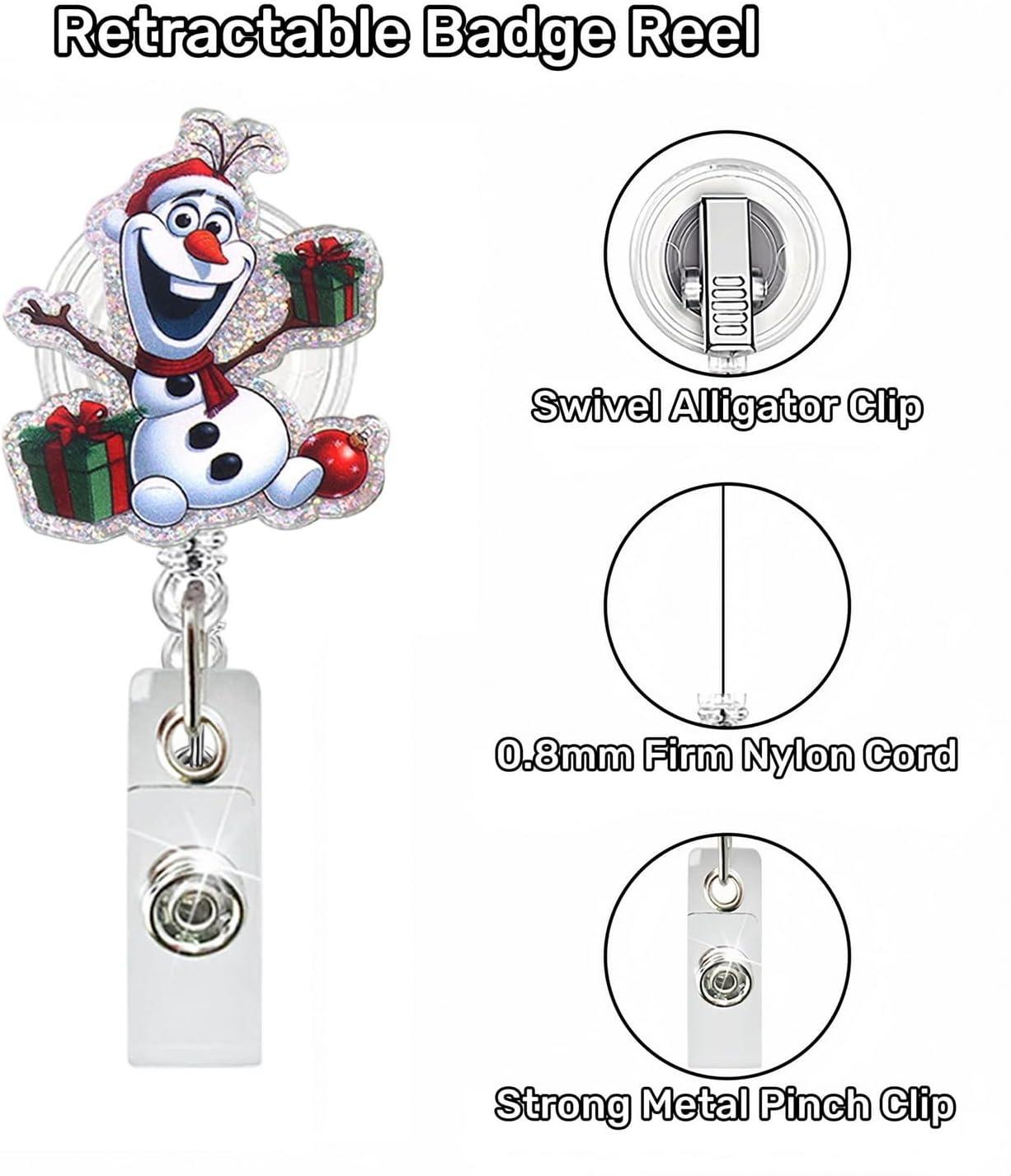 christmas badge holder xmas badge reels funny snowman id name tags clip retractrable acrylic alligator clips for nursing accessories for teacher student worker office supplies s11