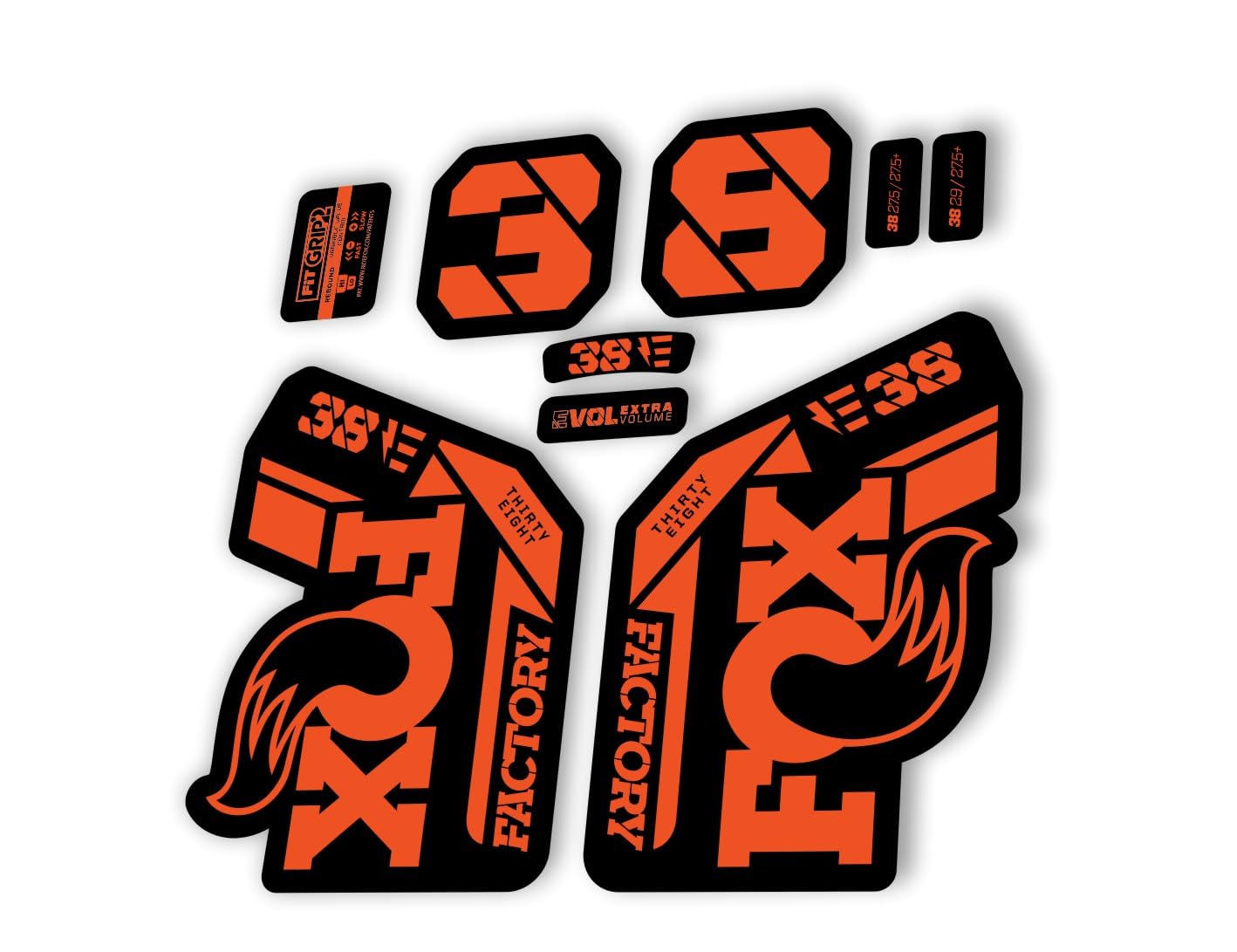 Fork Replacement Decal Sticker Compatibale for Fox 38 2021 E Bike Series Orange (Glossy)