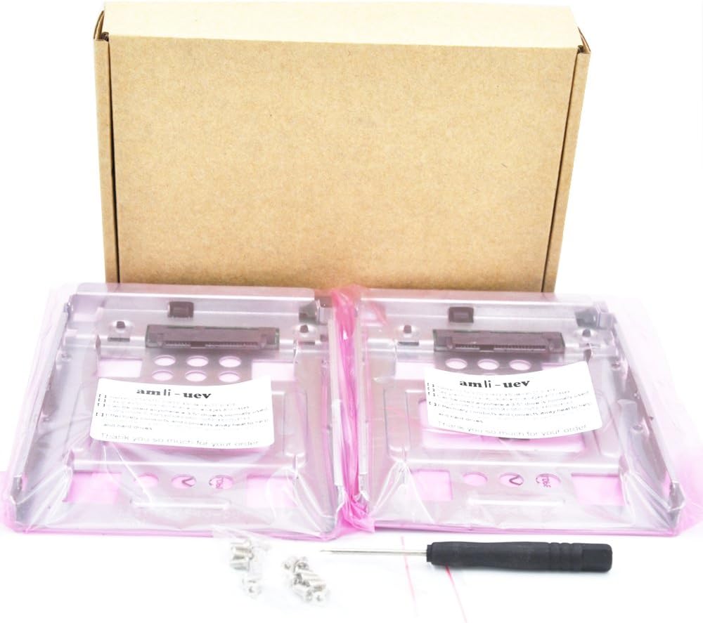 2-Pack 654540-001 SAS/SATA/SSD 2.5" to 3.5" Drive Adapter for hp 651314-001/373211-001 DELL F238F/KG1CH HDD Tray with 8 Screws+ 1 Screwdriver