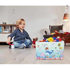 CLOCOR Rectangular Storage Basket Empty,Gift Basket,Waterproof Storage Bin with Handles,Room Decor(Under The Sea)