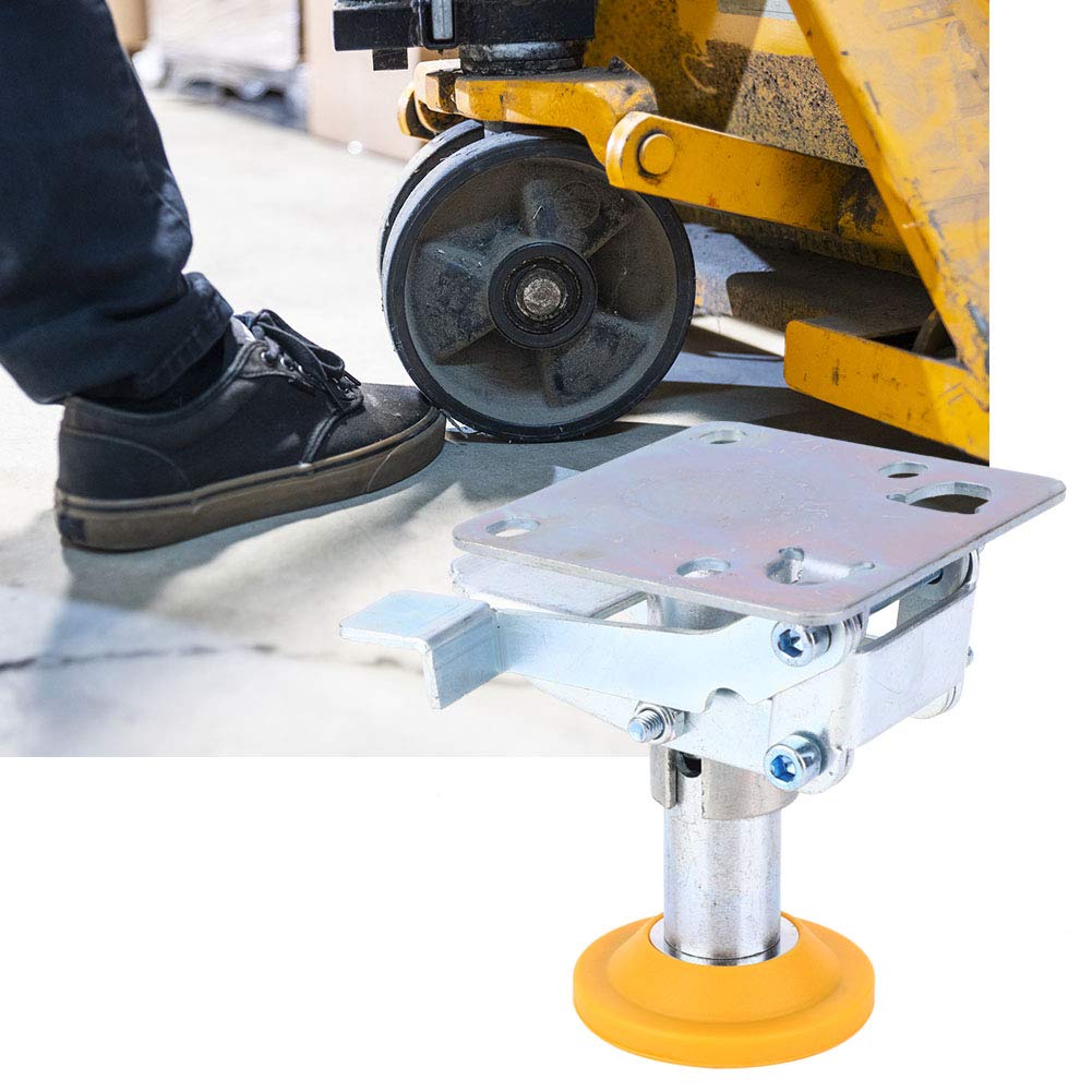 Adjustable Floor Lock, Iron Galvanized Trolley Cart Lock with TPU Pad, for Trolley Machinery Industries, 100Kg Loading Capability (X-75-32-3)