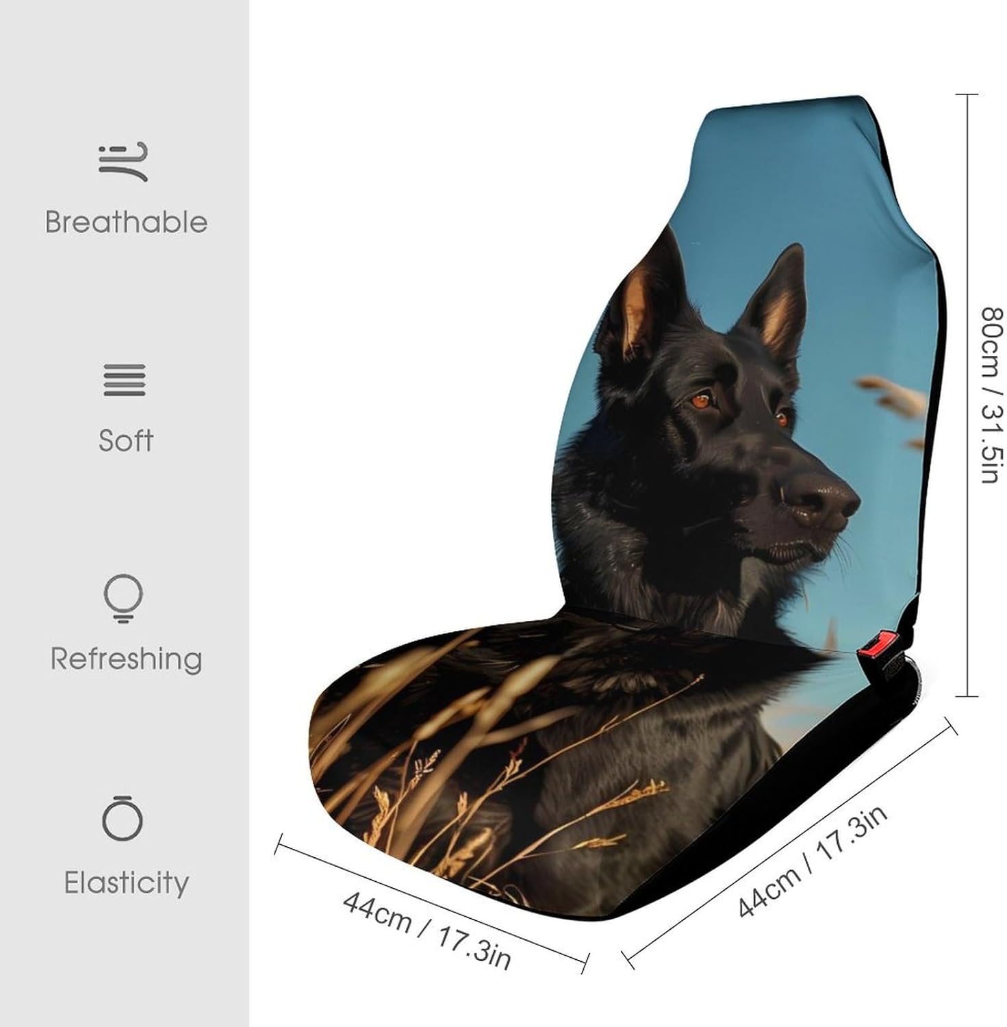 Black German Shepherd Dog Car Seat Covers Automotive Seat Covers Car Seat Protector Auto Front Seats Protector for Most Cars 2PCS