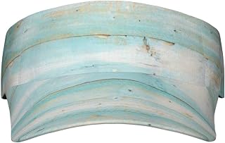 Vintage Beach Wood Old Blue Color Wooden Plank Printed Visor Hats for Women Adjustable Sun Protection Visor for Golf Tennis Running Summer Beach, Black, One Size, Black, One Size
