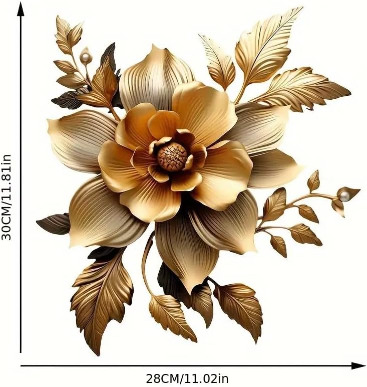 Golden Flower Flower Butterfly Toilet Cover Sticker Decals,Flower Leaf Butterfly Waterproof Toilet Lid Tank Seat Decals Cistern Self-Adhesive Bathroom Wall Sticker