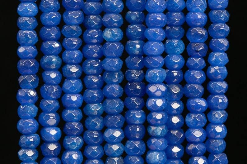 13 inch Strand of Natural gem Deep Blue Jade, 3-4 mm Round Faceted Beads for DIY Jewelry Making. | Beads_03262