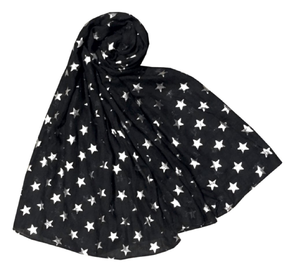 The Olive House Women's Black The Olive House® Silver Stars Scarf
