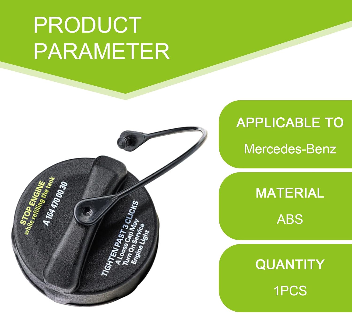 Pack-1 Car Gas Cap, Fuel Tank Filler Cap, Fuel Cap Replace #A1644700030, Compatible with Mercedes Benz GL GLE GLS ML R (Black)