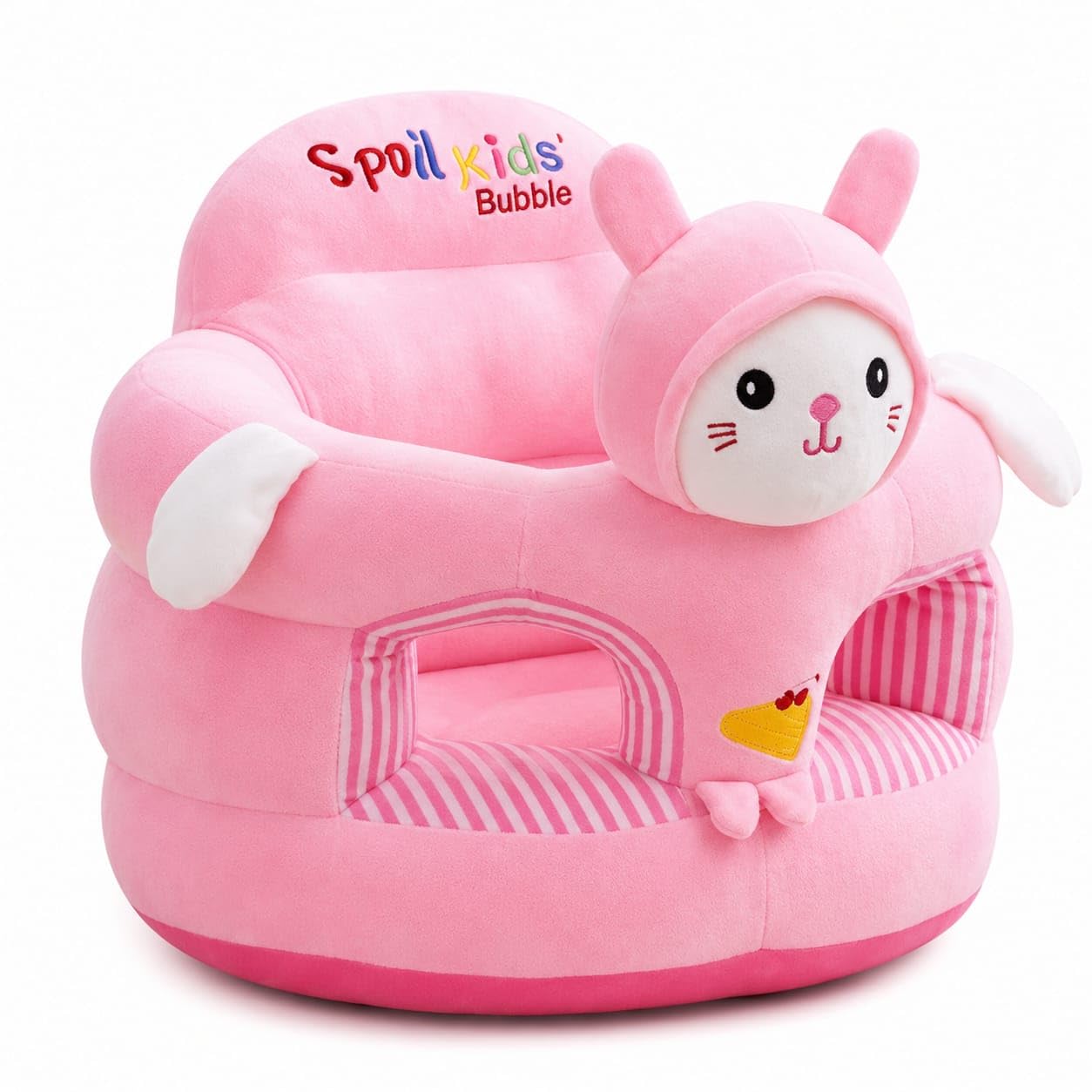 Kids Soft Sofa Seat for 2 Months to 3 Years Baby | Comfortable Plush Sitting Chair for Toddlers | Lightweight Baby Sofa with Back Support | Safe Cushioned Infant Seat (Pink)-image-1