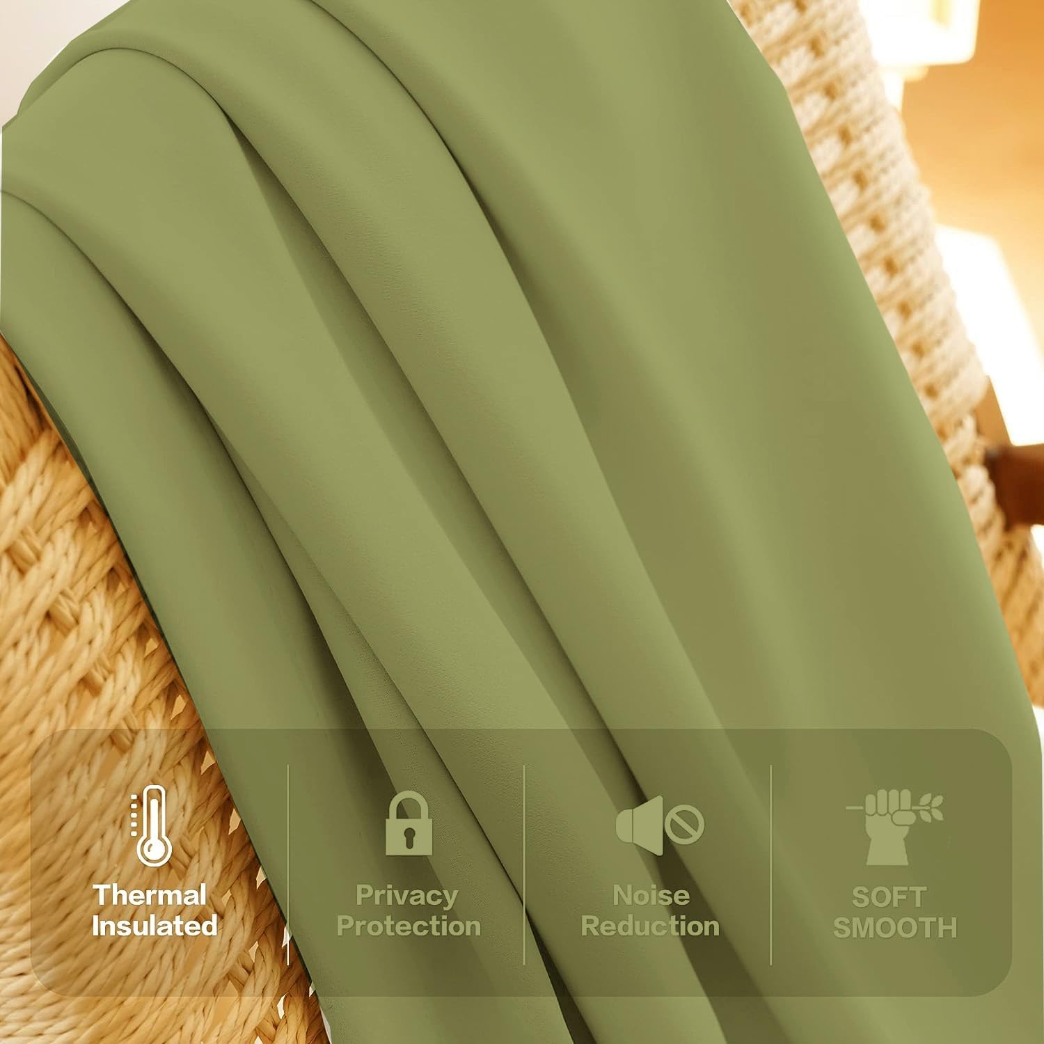 Bottle Green Tab Top Drapes Thermal Insulated Room Darkening Blackout Drapes Window Treatment Panels for Traverse Rods Living Room, Bedroom, Patio Door, Room Divider, Office L120