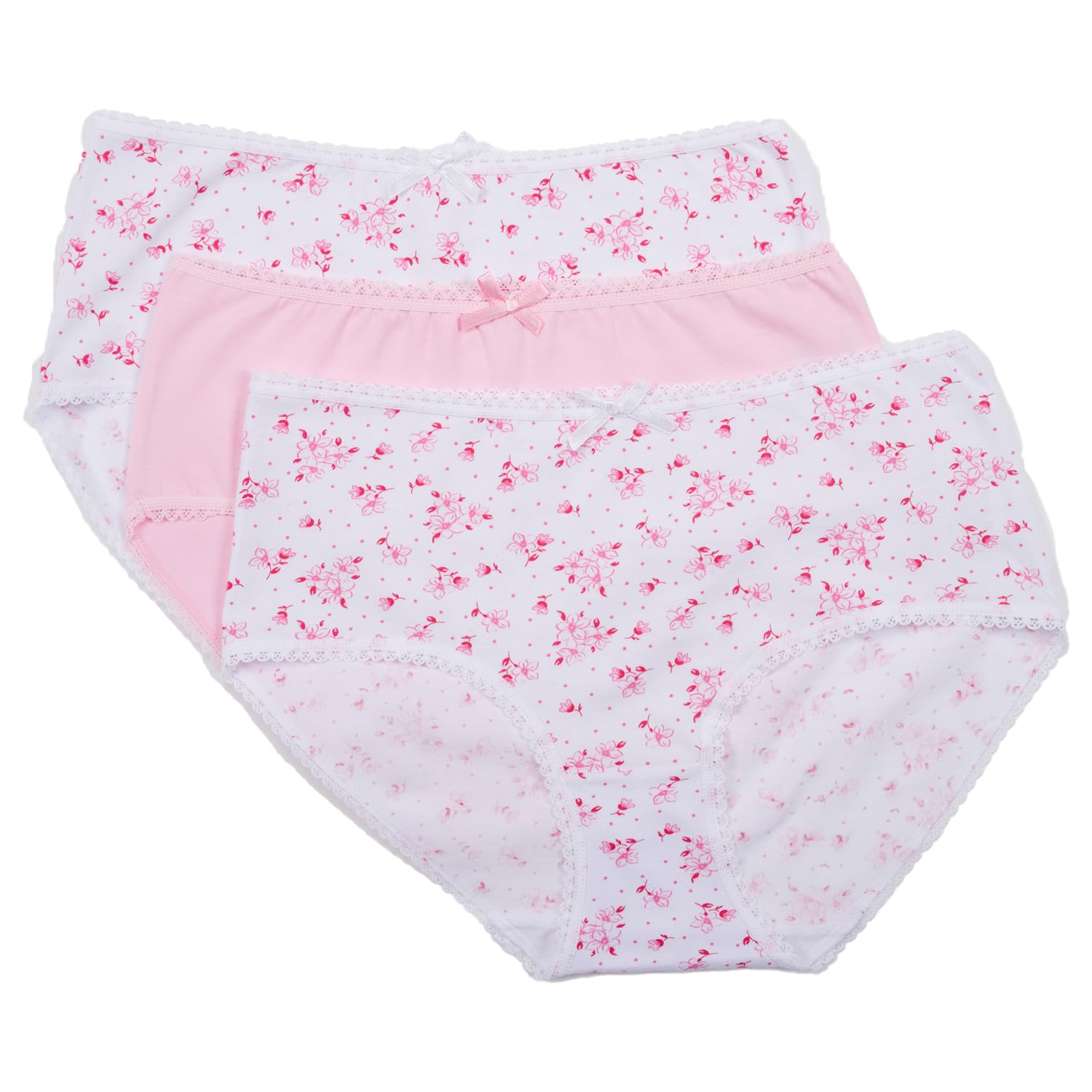 Slenderella Women's Pink Slenders 3 Pack Cotton Midi Brief Bf81 Large