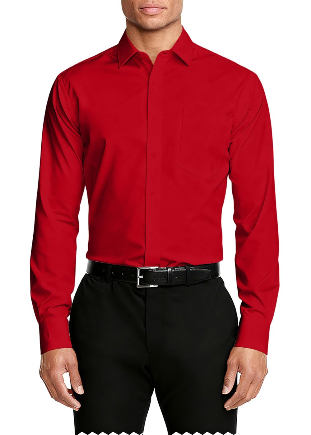 Men's Shirts Cotton Stretch Long Sleeve Formal Casual Button Down Dress Shirt for Business Wedding with Pocket