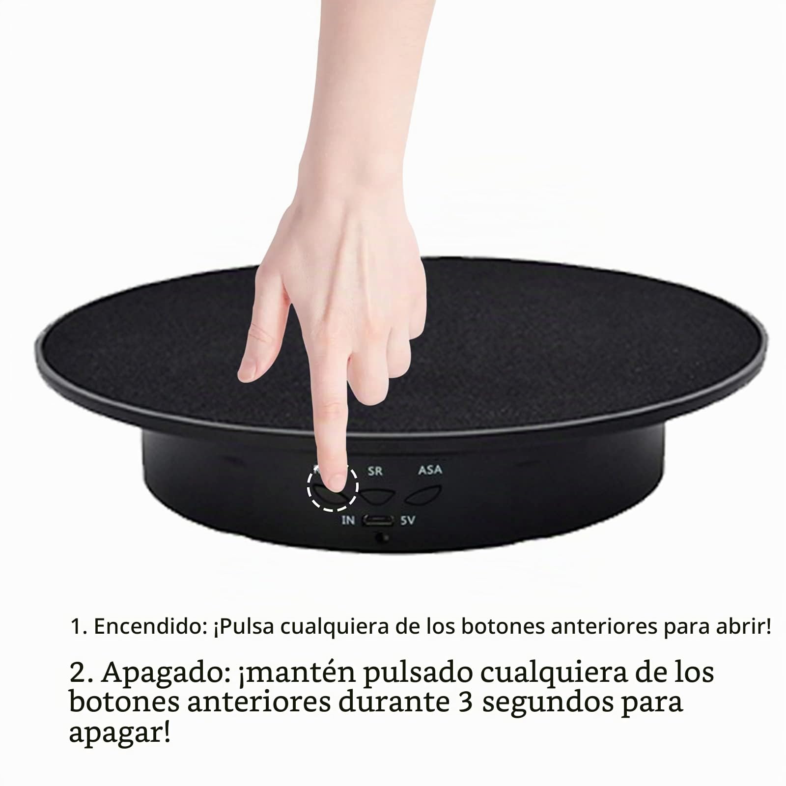 Bandeja giratoria eléctrica, exhibición motorizada para 90-180-360 Grados, presentor Giratorio eléctrico, Carga 8 kg, diámetro 20 cm, con 5 Fondos de PVC