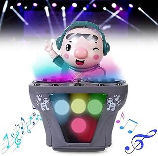 DJ Swinging Piggy Toy, Electric Music Dancing Pig Toy, Rock and Roll Pig Toy with Colorful Light Swing Back and Forth, Fun Swinging Dancing Pig