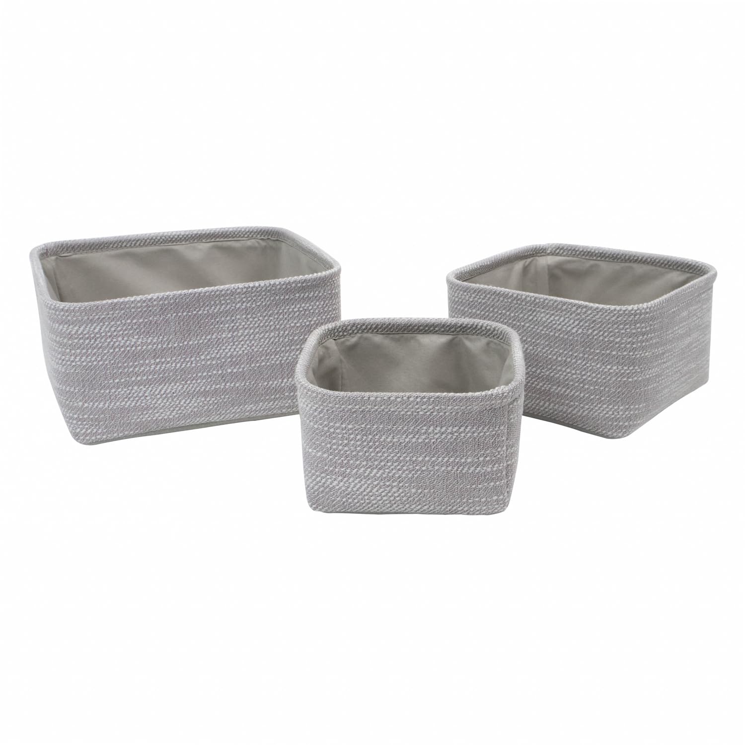 JVL Serena Square Storage Basket - Light Grey - Set of 3