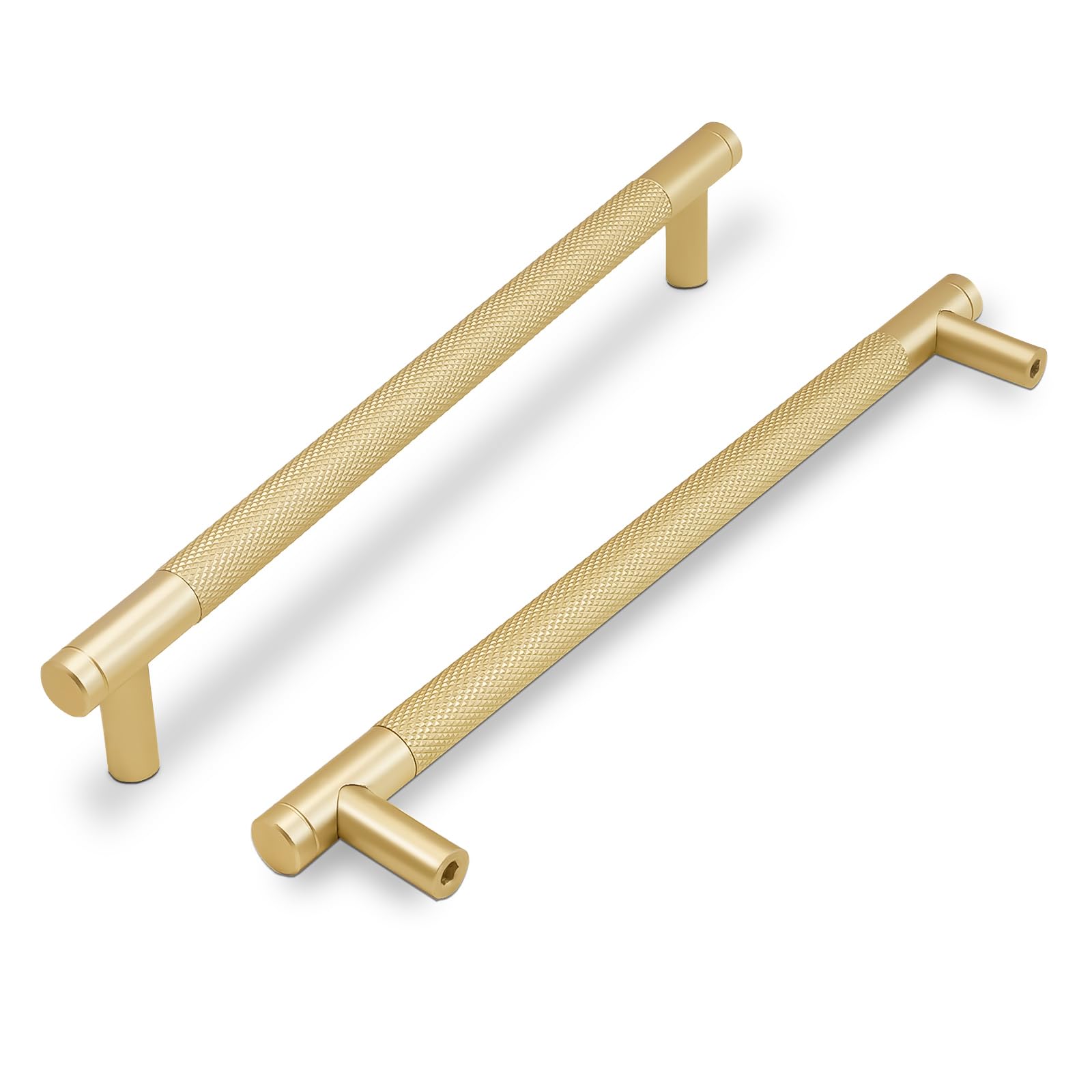 COTYKILEY 10 Pack 7.5 Inch(192mm) Brushed Brass Gold Knurled Kitchen Cabinet Pulls — image 1