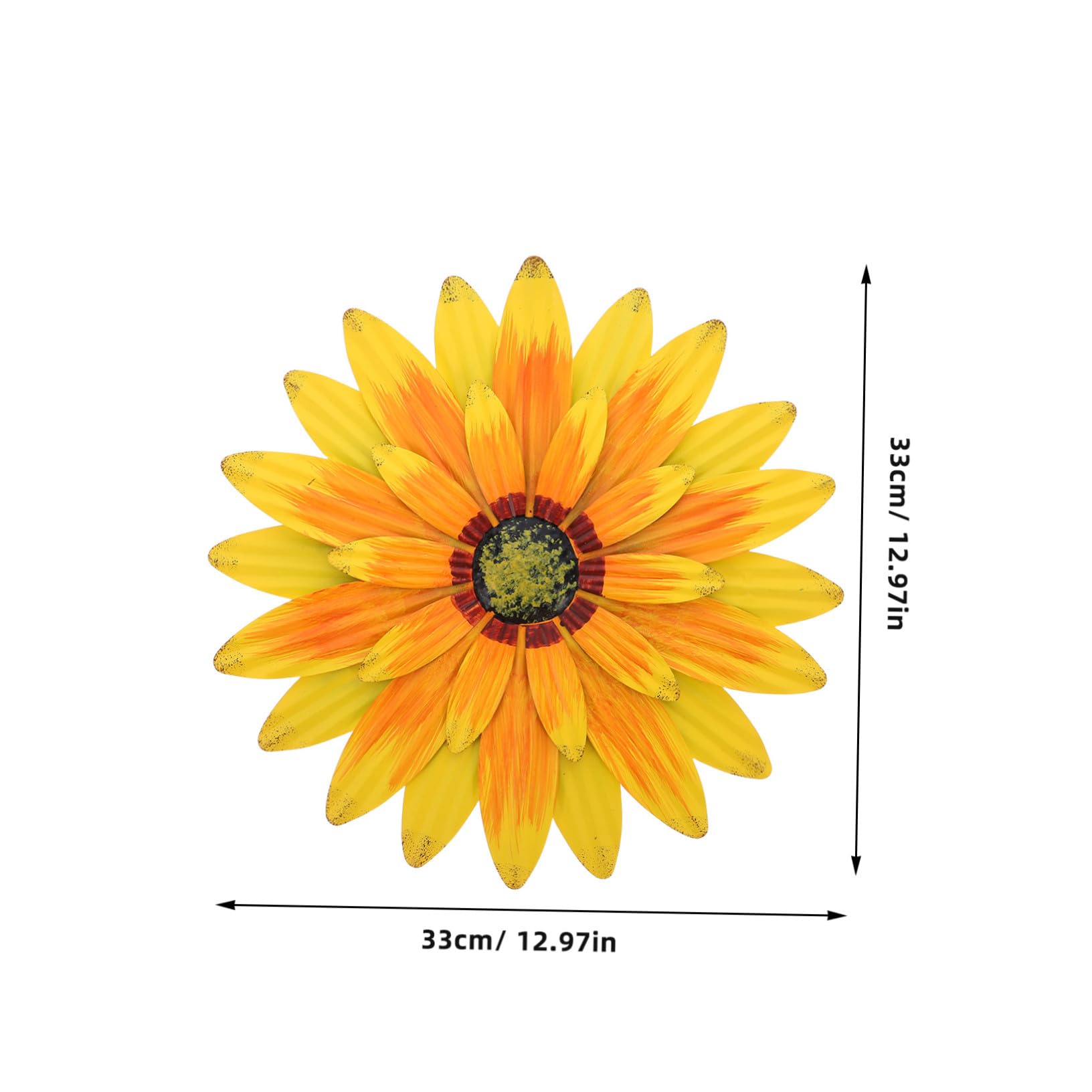BESTonZON Decorazione Murale Girasole in Metallo 13 Pollici Ferro Giallo