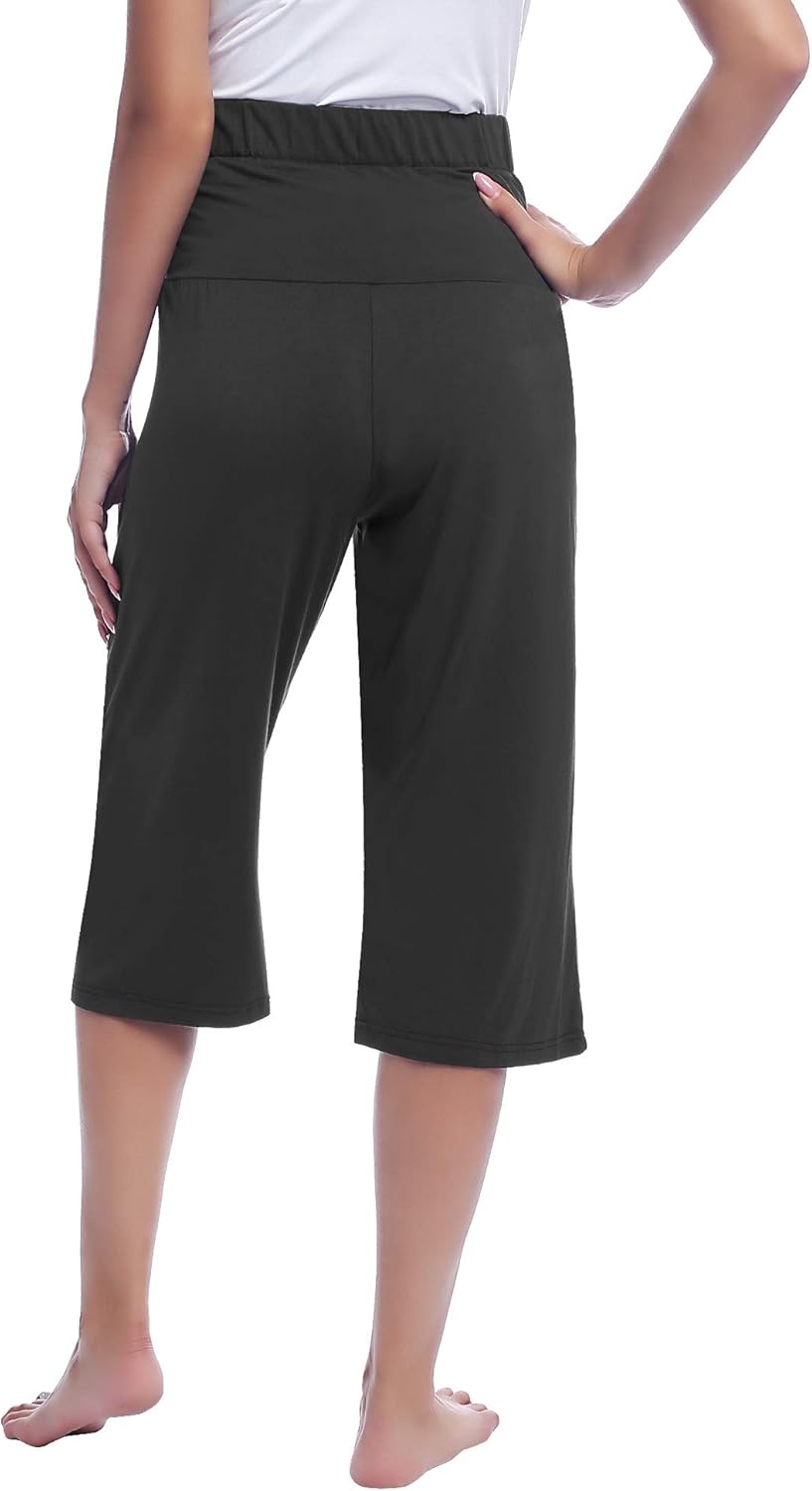 Joyaria Maternity Capri Pants Sleep Lounge Pregnancy Bamboo Viscose Sleepwear Women Over Belly Active Yoga Shorts S-XXL - Image 3