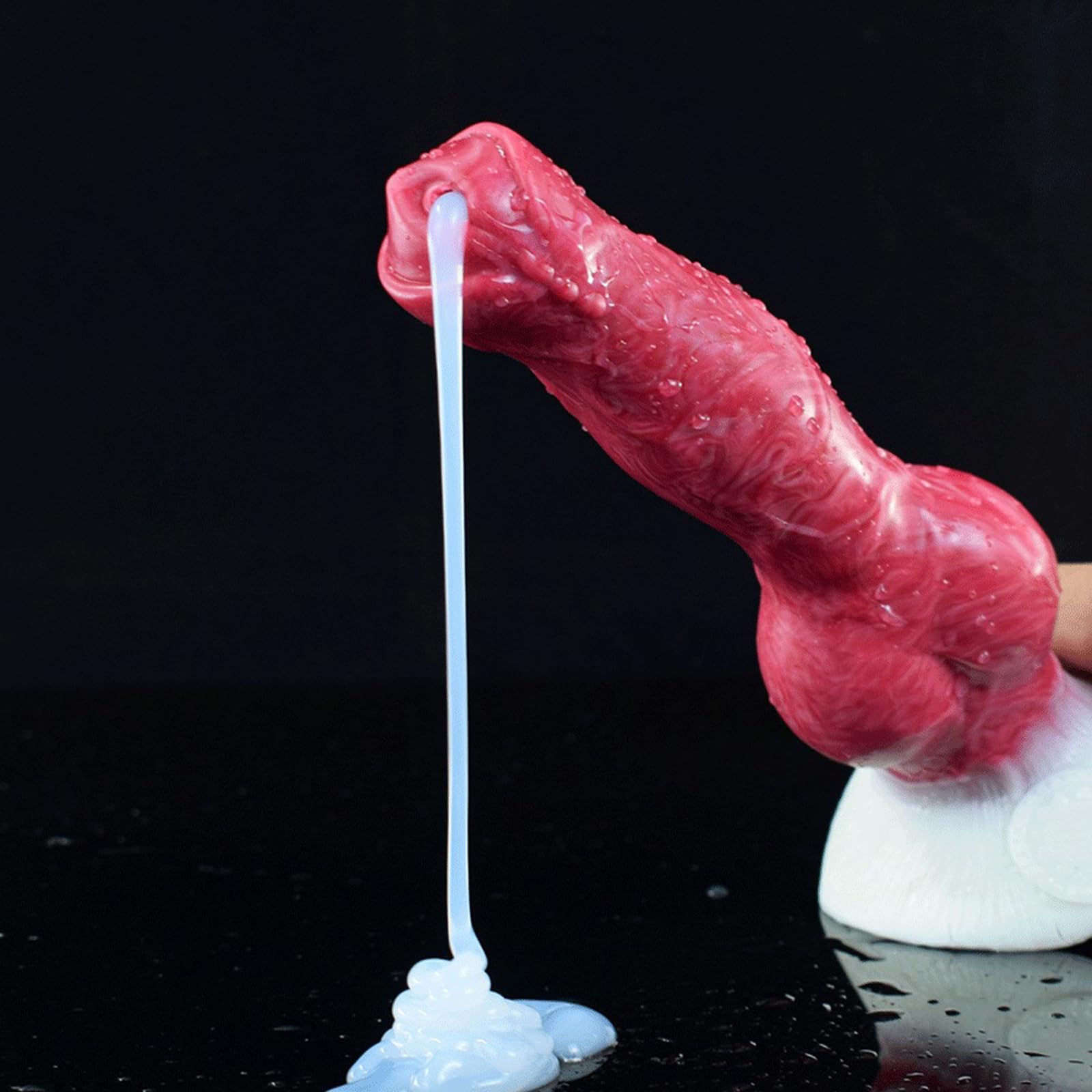 Falli per pene cane lupo XL morbido silicone realistico mostro animale con funzione eiaculazione vibratore anale pene vibratore butt plug giocattolo del sesso per uomini donne(Tiefrot)