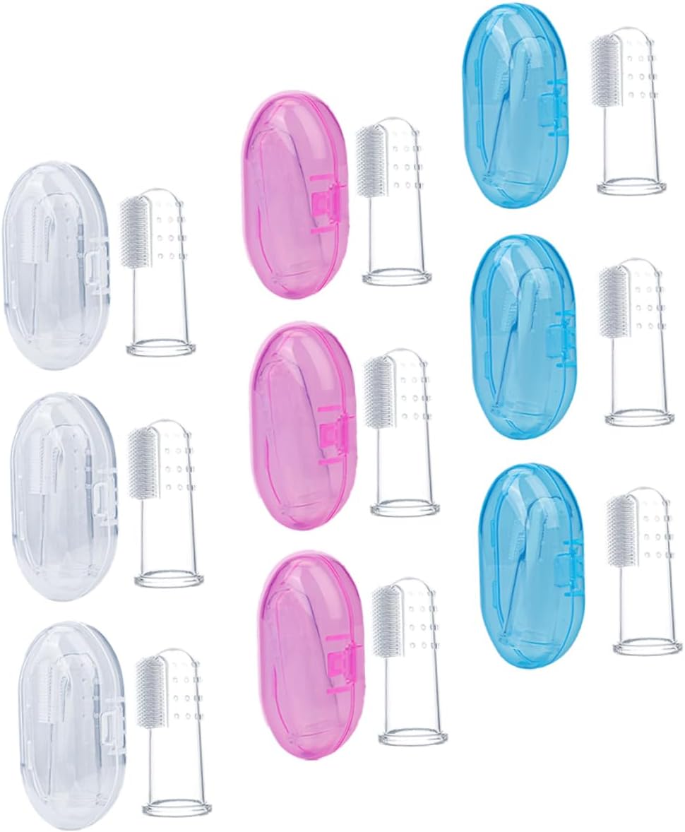 9Pcs Silicone Finger Toothbrush for Oral Care Teeth Cleaner Massager Includes Storage Boxes Suitable for Ages Soft and Safe for Gums