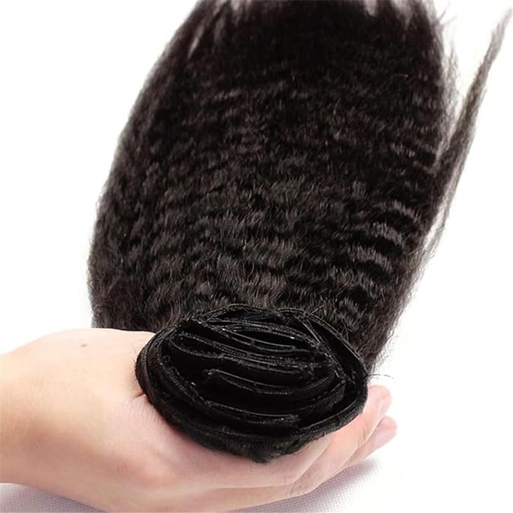 1 szt. dopinki do włosów z klipsem, Afro Kinky, proste, ludzkie włosy, 10 sztuk, 120 g, pełna głowa, brazylijskie włosy Remy do przedłużania włosów, miękkie